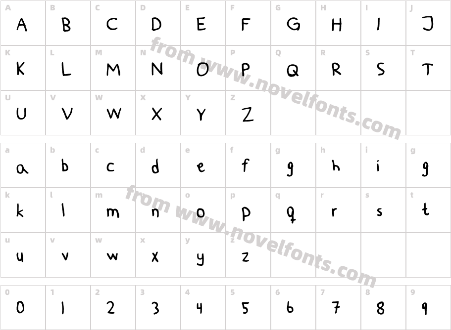 Paddis Handwritten 4.3 MediumCharacter Map