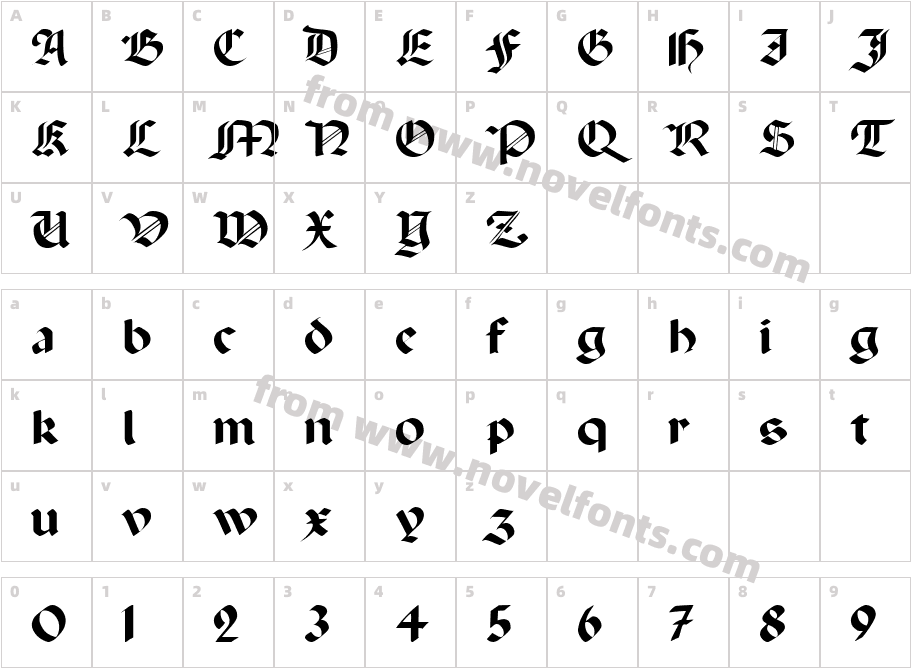 Paganini RegularCharacter Map