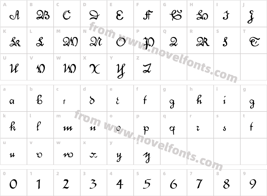 Paige MediumCharacter Map