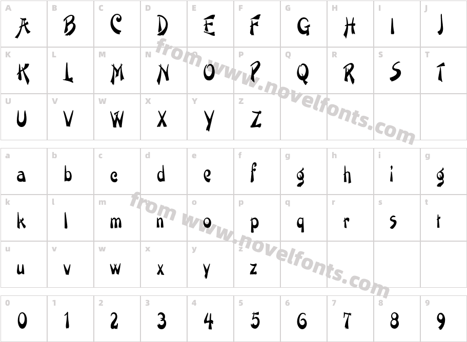 PainterNarrow RegularCharacter Map