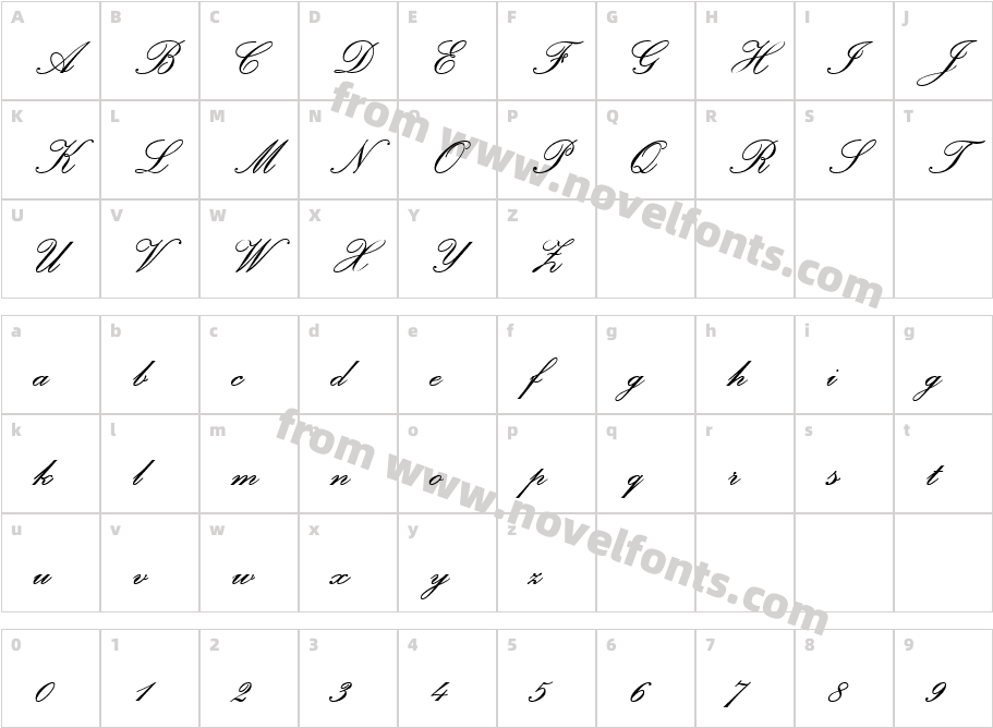 Palace Script MT SemiboldCharacter Map