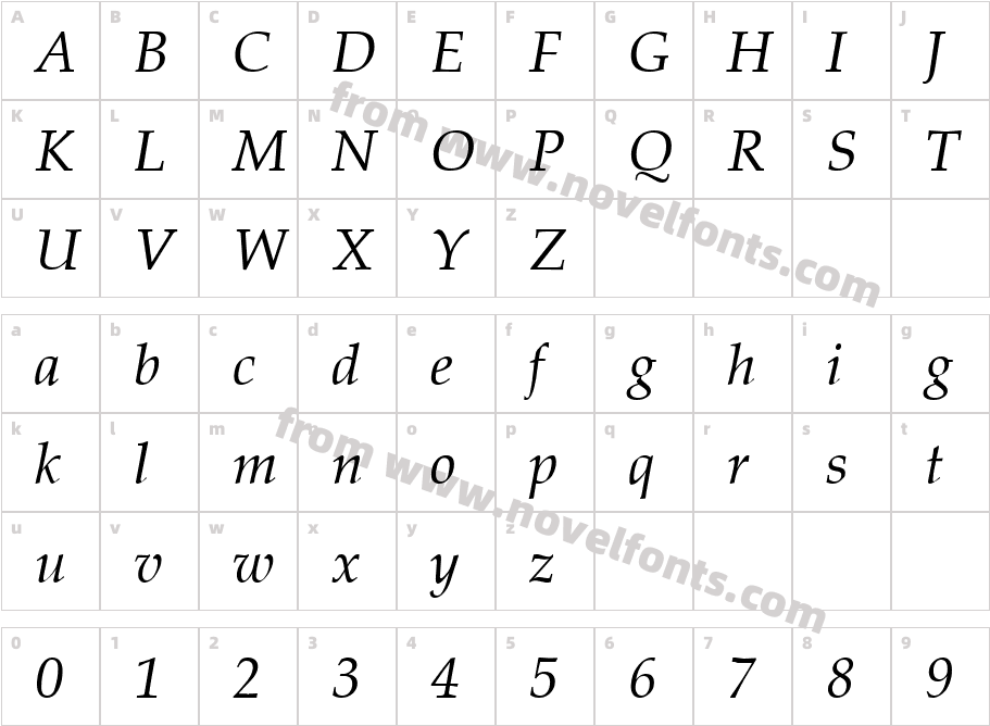 Palatia ItalicCharacter Map