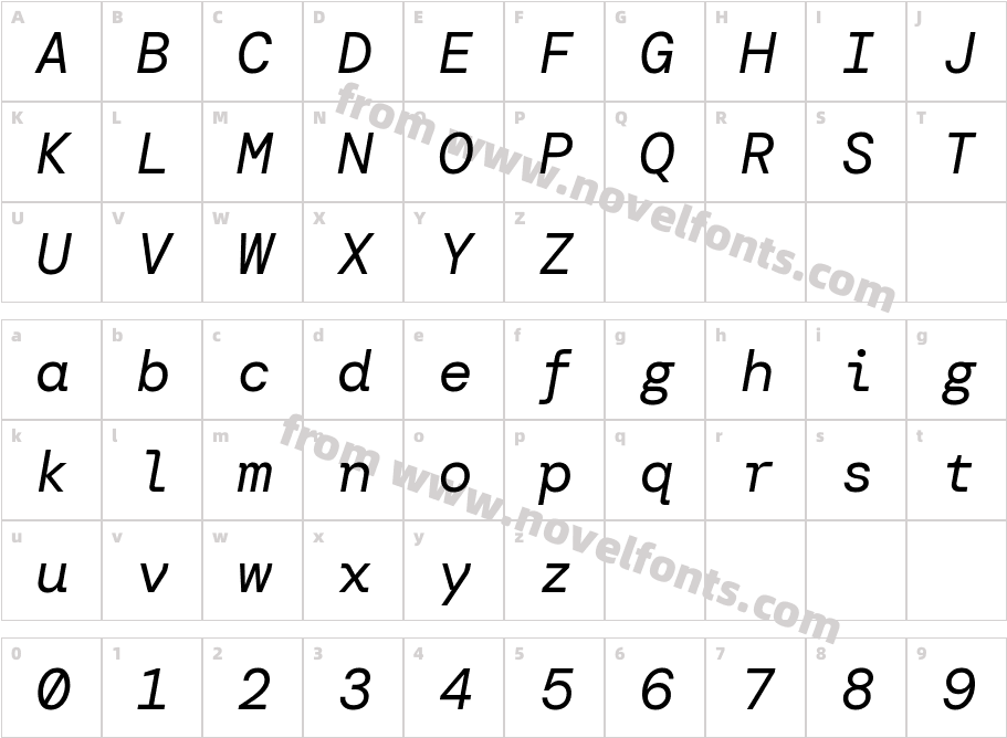 DM Mono ItalicCharacter Map