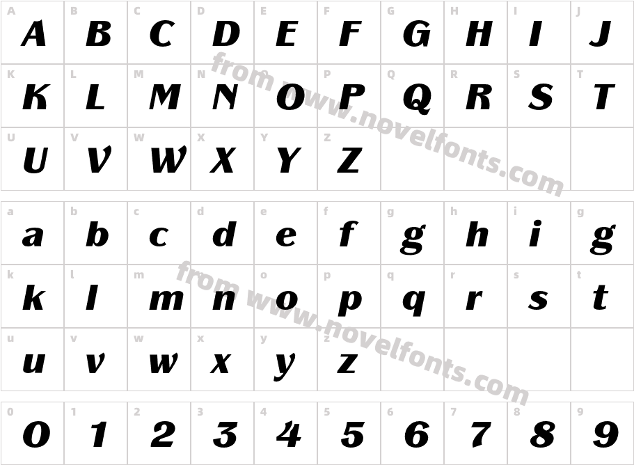 PanacheEF-BlackItalicCharacter Map