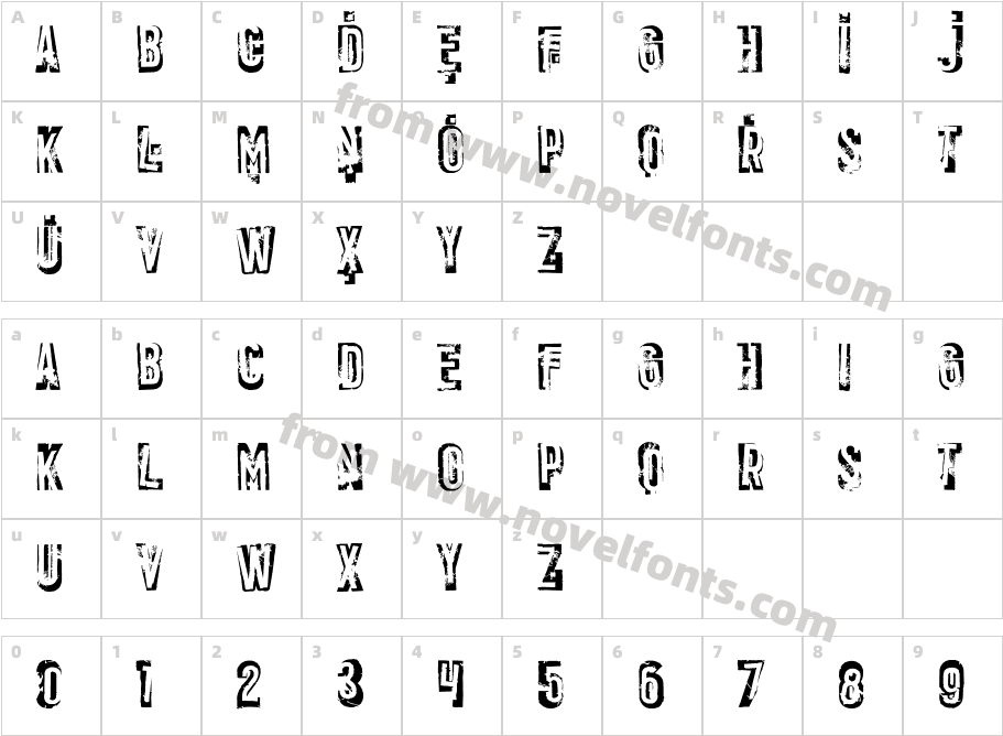 Panic ITC StdCharacter Map