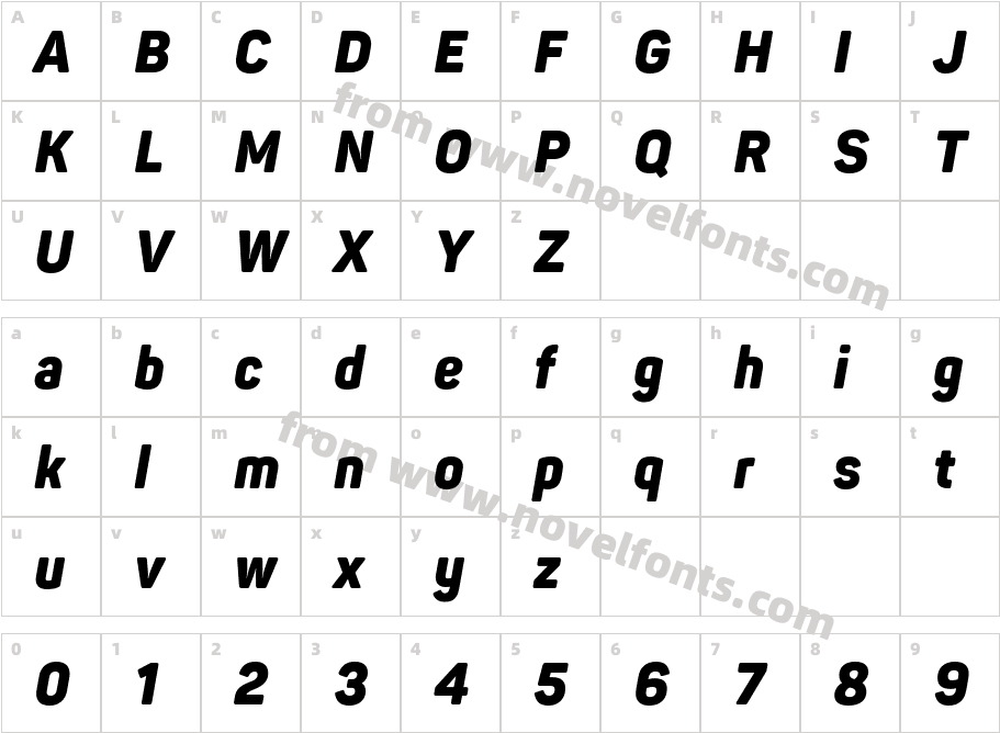 Panton Narrow-Trial Black ItalicCharacter Map