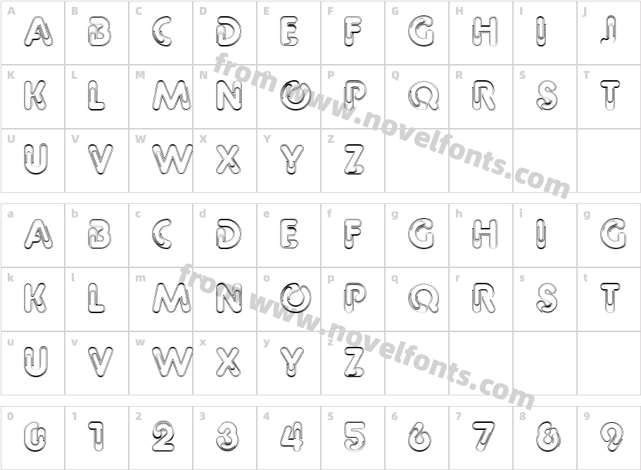 PaperClipOutlineCharacter Map