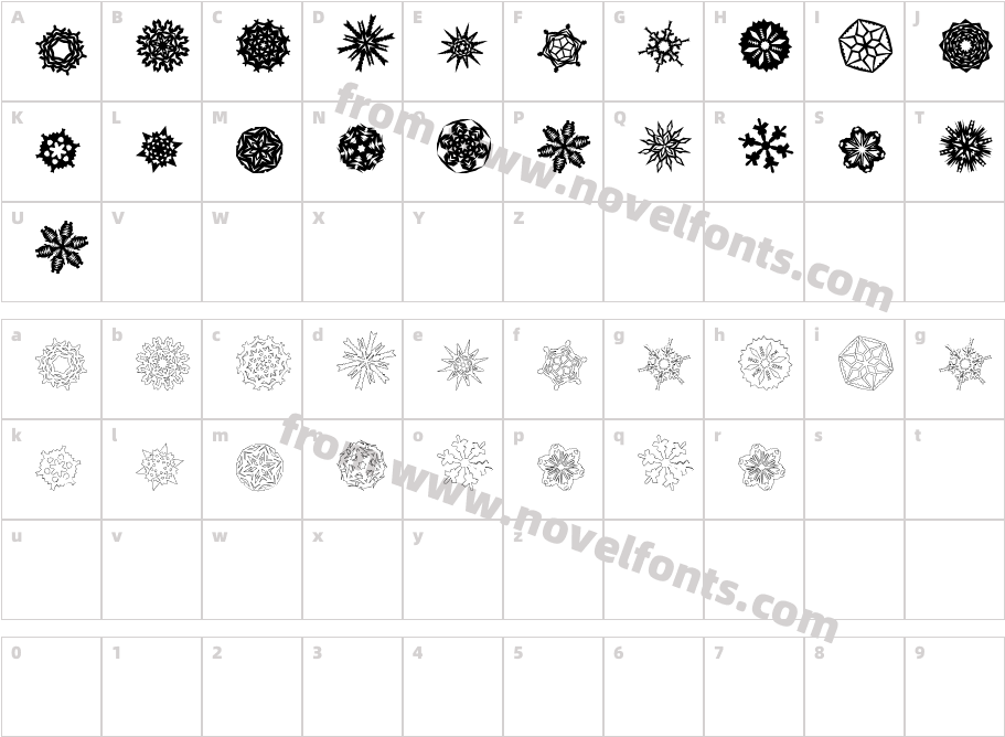 PaperSnowflakesRegularCharacter Map