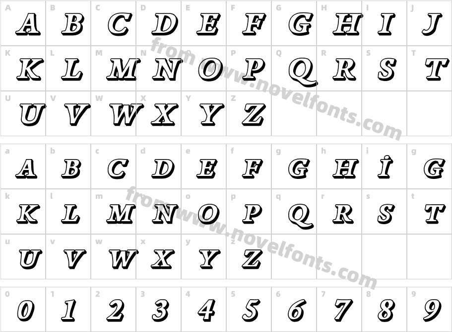 Papillons Outline ItalicCharacter Map