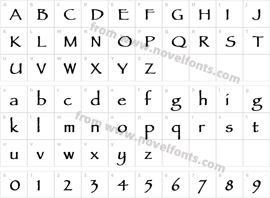 Papyrus LET BoldCharacter Map