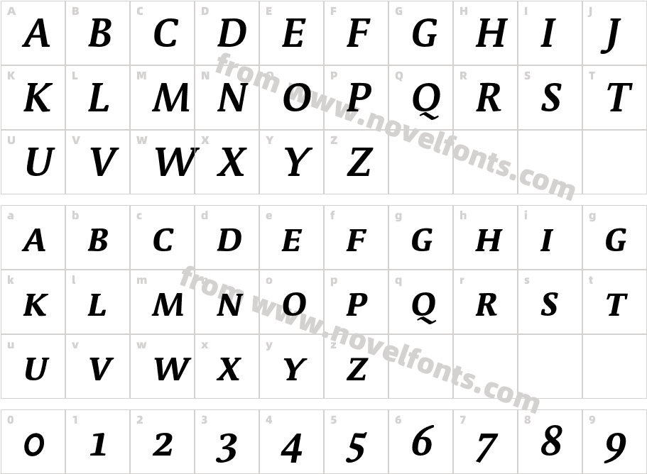 Parable-BoldSCItalicCharacter Map