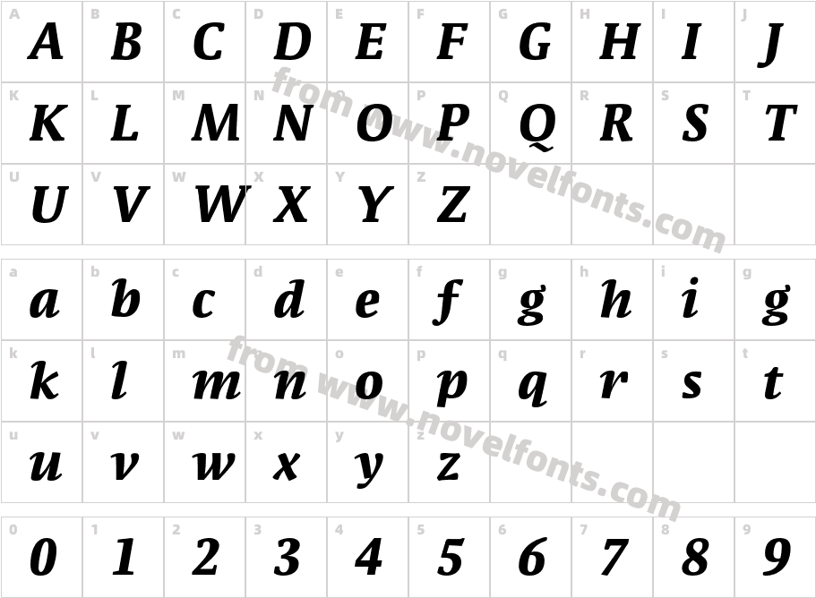 ParableLF-ExtraBoldItalicCharacter Map