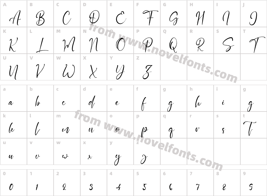 Paradise ScriptCharacter Map