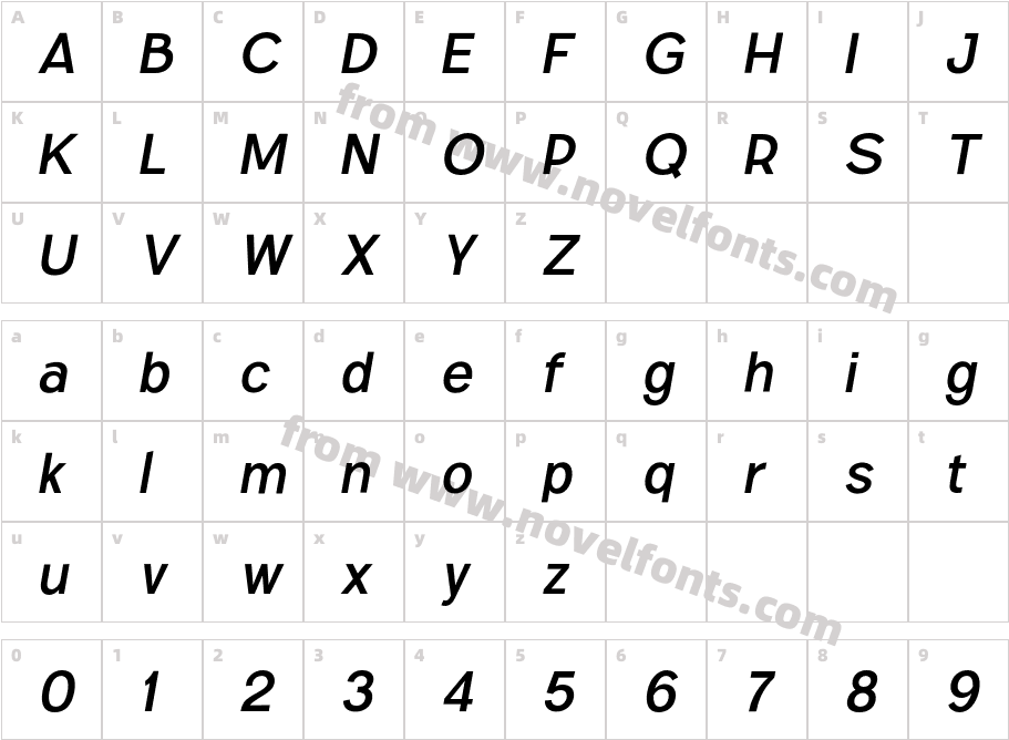 Parallone Regular italicCharacter Map