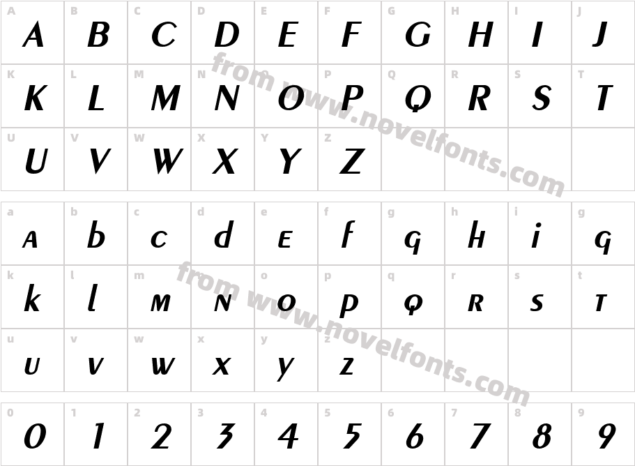 Pare BoldItalicCharacter Map