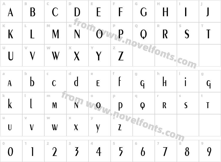 Pare Condensed NormalCharacter Map