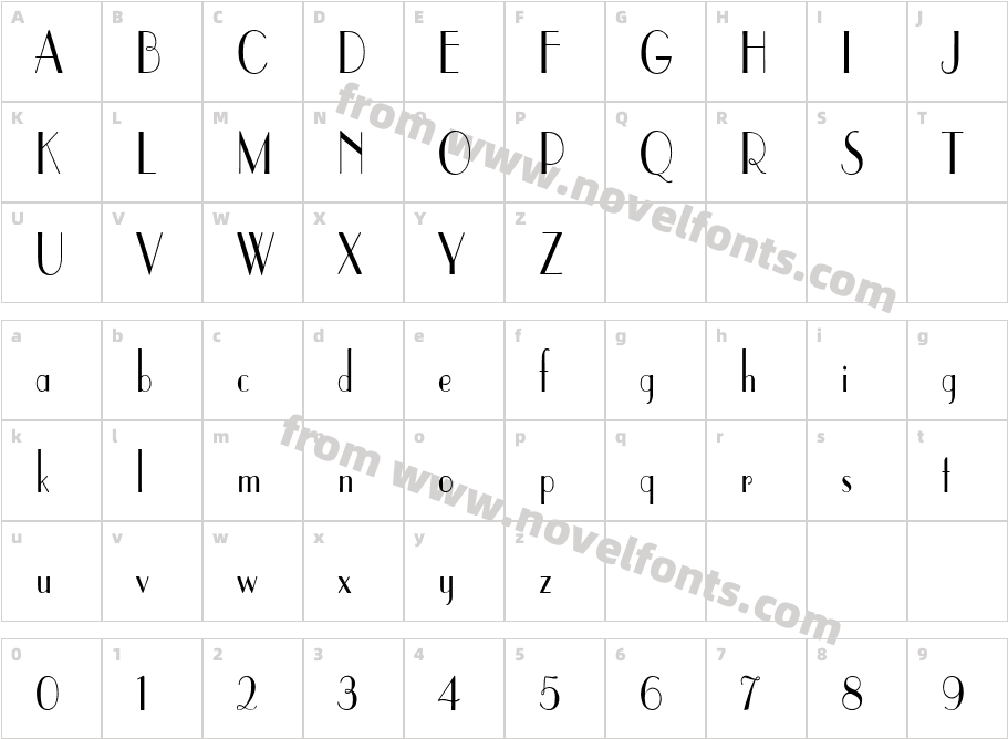 Paris Condensed NormalCharacter Map