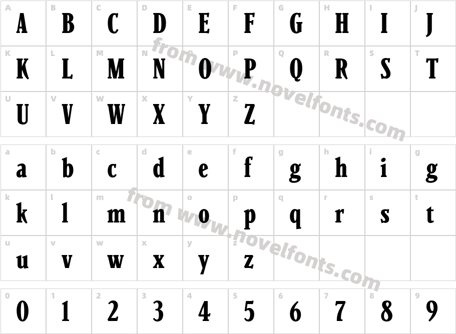 Parkinson-CondensedBoldCharacter Map