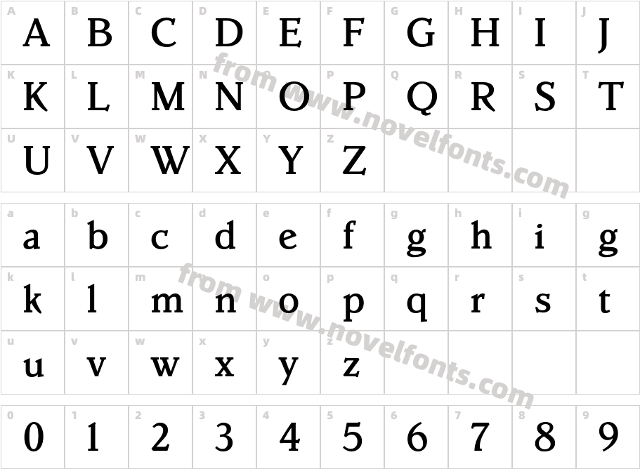 Parkinson-MediumCharacter Map