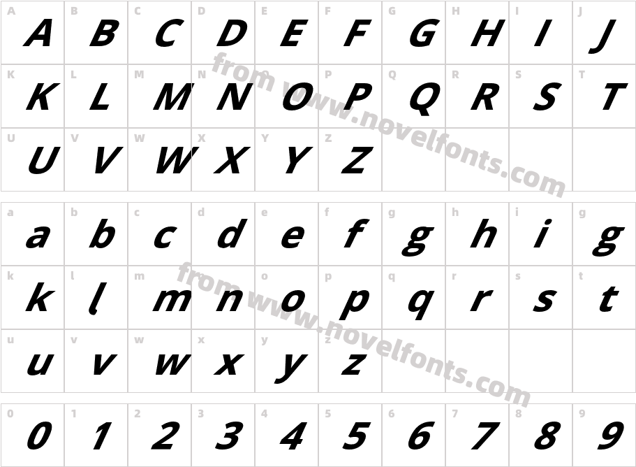 Passageway Bold SuperItalicCharacter Map