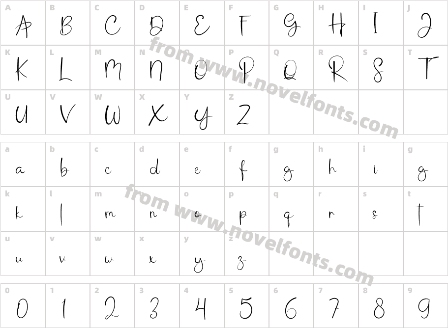 PastellaAutographyRegularCharacter Map