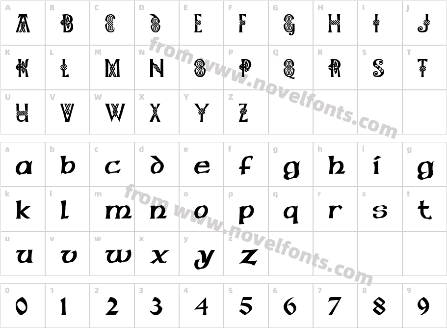 Pauls Celtic Font 1Character Map