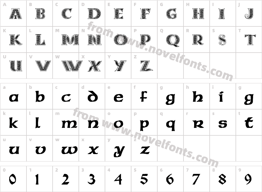 Pauls Celtic Font 3Character Map