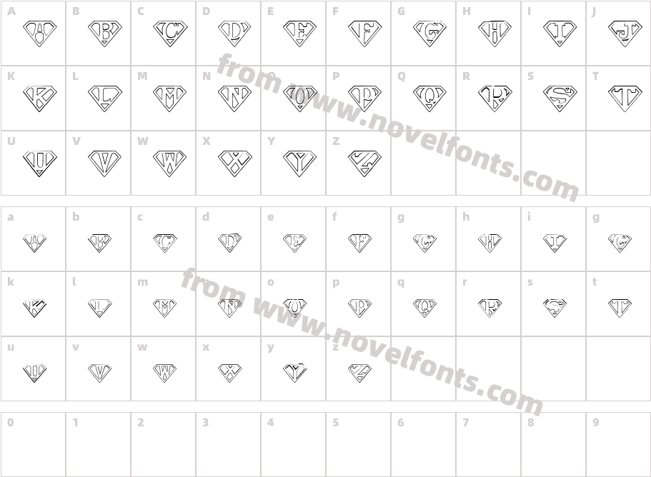 Pauls SUPER FontCharacter Map