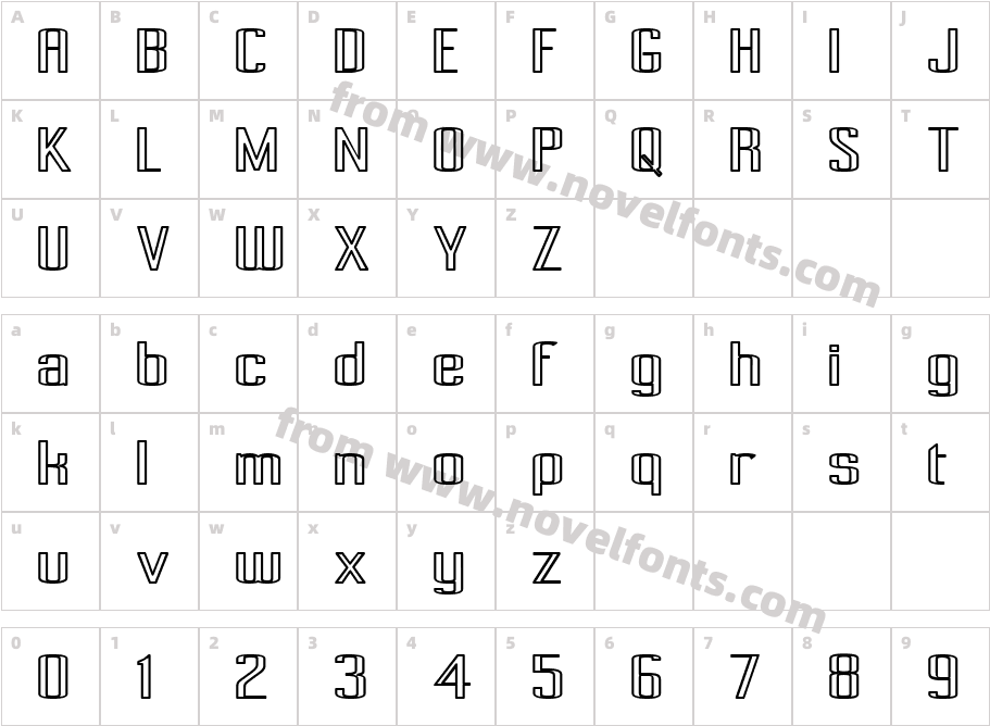 Pecot Outline BoldCharacter Map