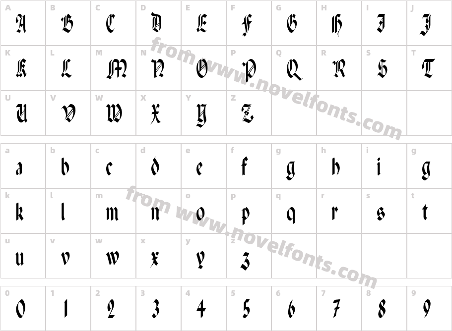 PenchantNarrow RegularCharacter Map