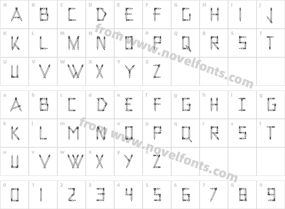 PencilOutCharacter Map