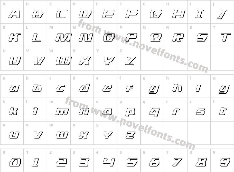 DS man 3D ItalicCharacter Map