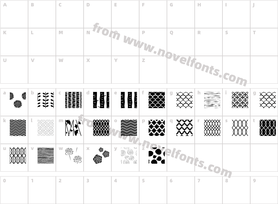 Peoni PatternsCharacter Map