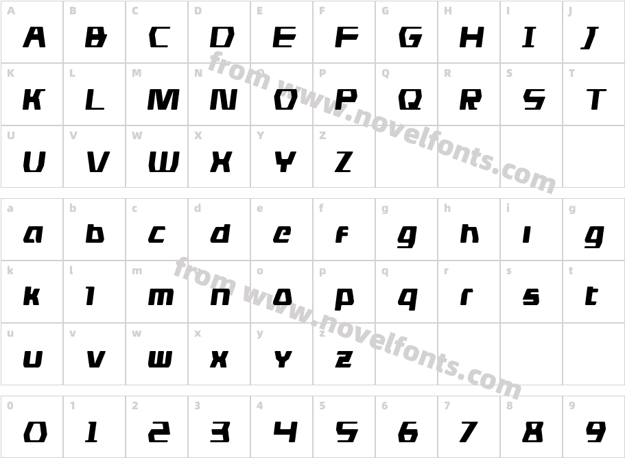 DS man Condensed Semi-ItalicCharacter Map