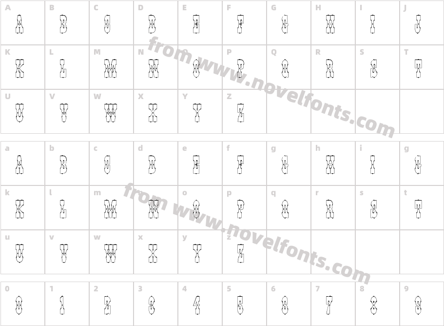 Pepperwood-OutlineCharacter Map