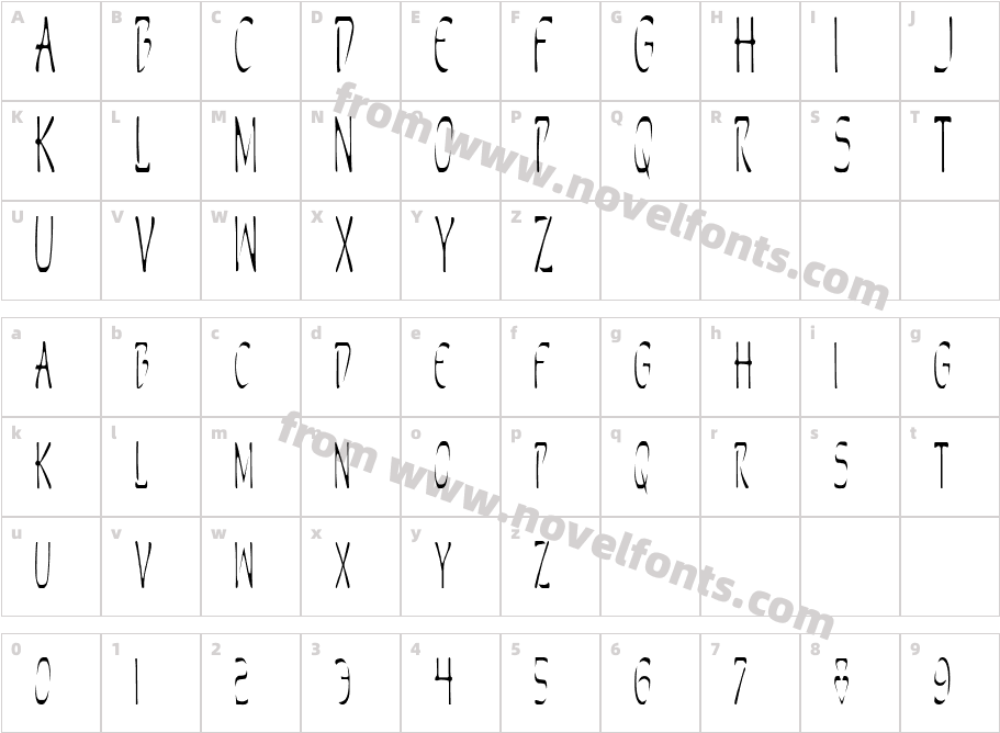 Perdition CondensedCharacter Map