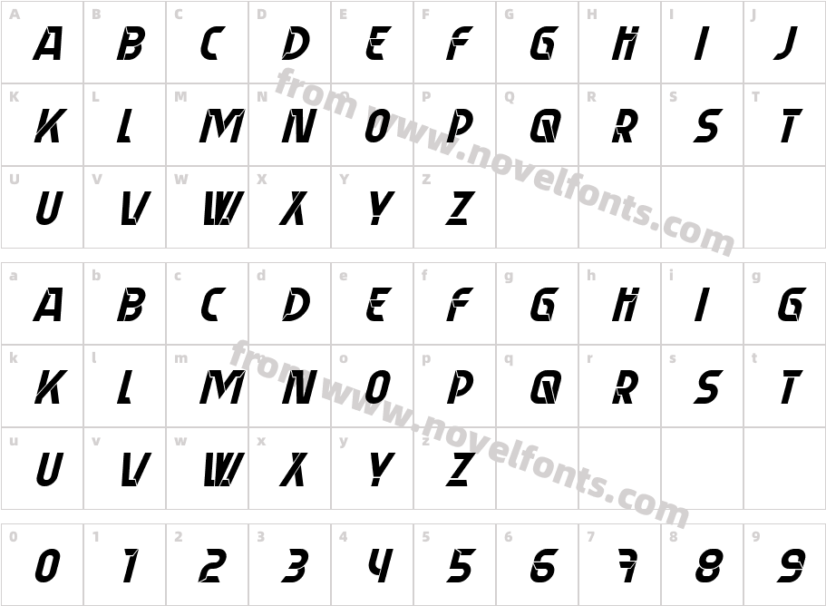 Perpetrator ItalicCharacter Map