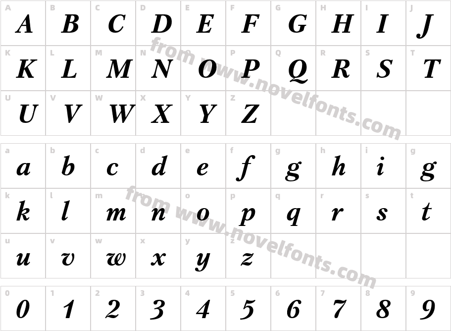 PetersburgITT BoldItalicCharacter Map