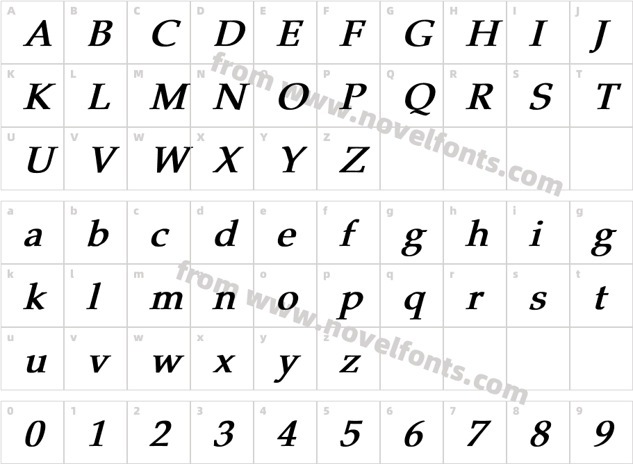 Pheasant Bold ItalicCharacter Map