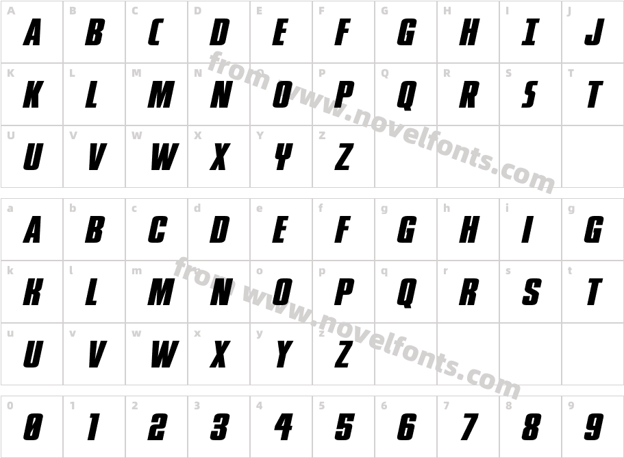 Phenomicon Expanded ItalicCharacter Map