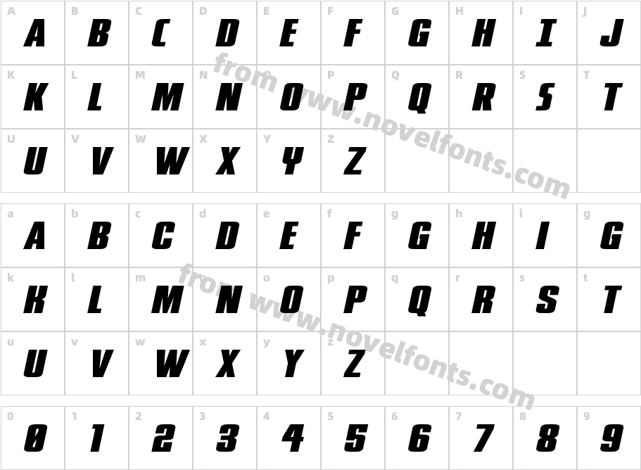 Phenomicon Wide ItalicCharacter Map