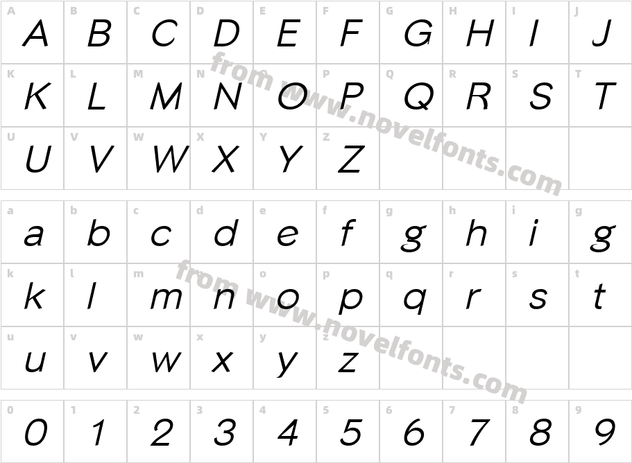 Phinster ItalicCharacter Map