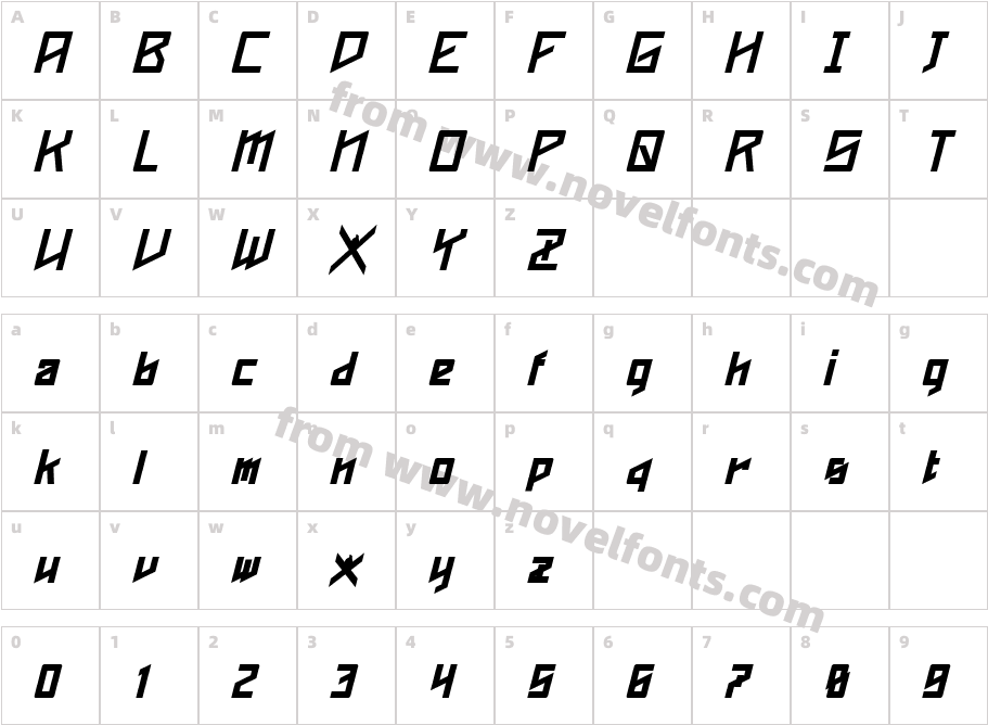 Phoenixians Bold ItalicCharacter Map