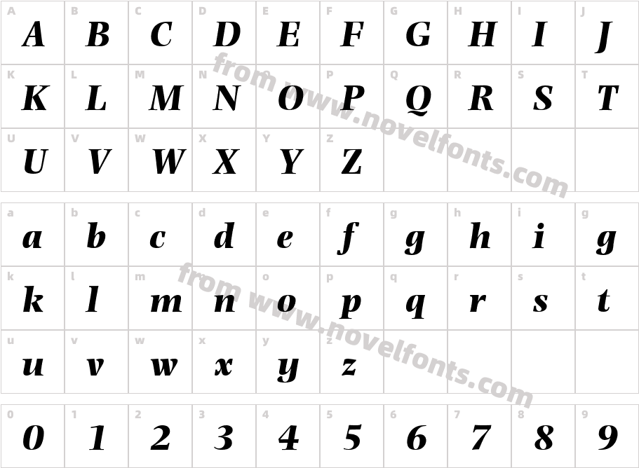 Photina MT Bold ItalicCharacter Map