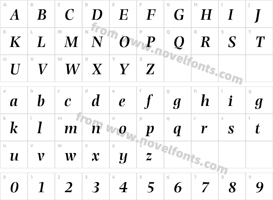 PhotinaMT-SemiBoldItalicCharacter Map