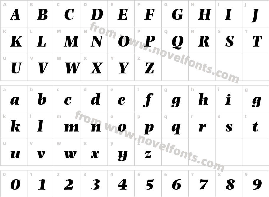 PhotinaMT-UltraBoldItalicCharacter Map