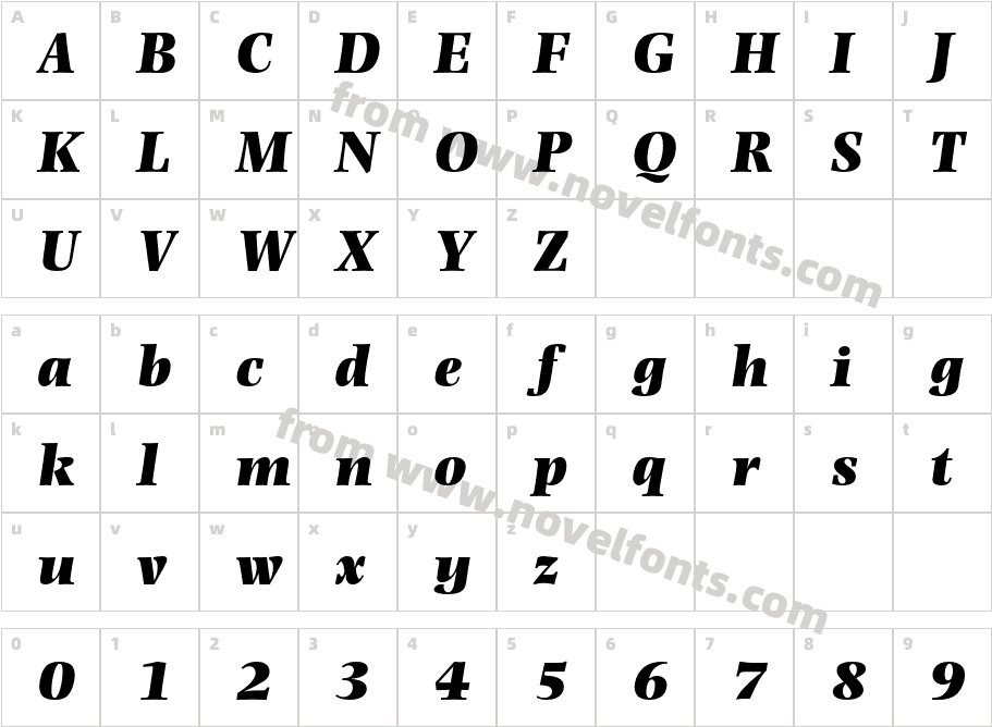 PhotinaMTStd-UltraBoldItCharacter Map