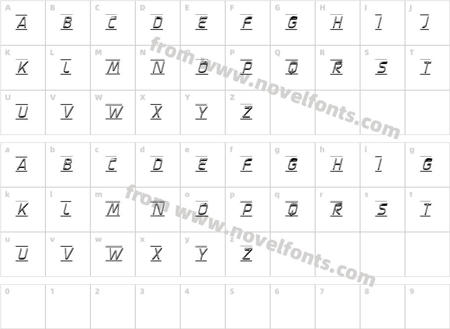 Pilot ItalicCharacter Map