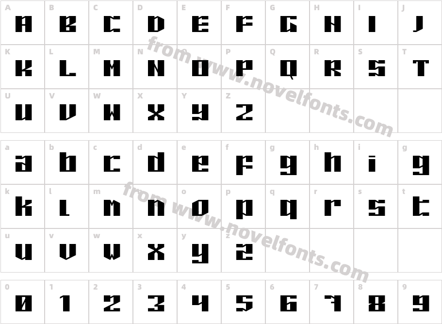 Piloton G RegularCharacter Map