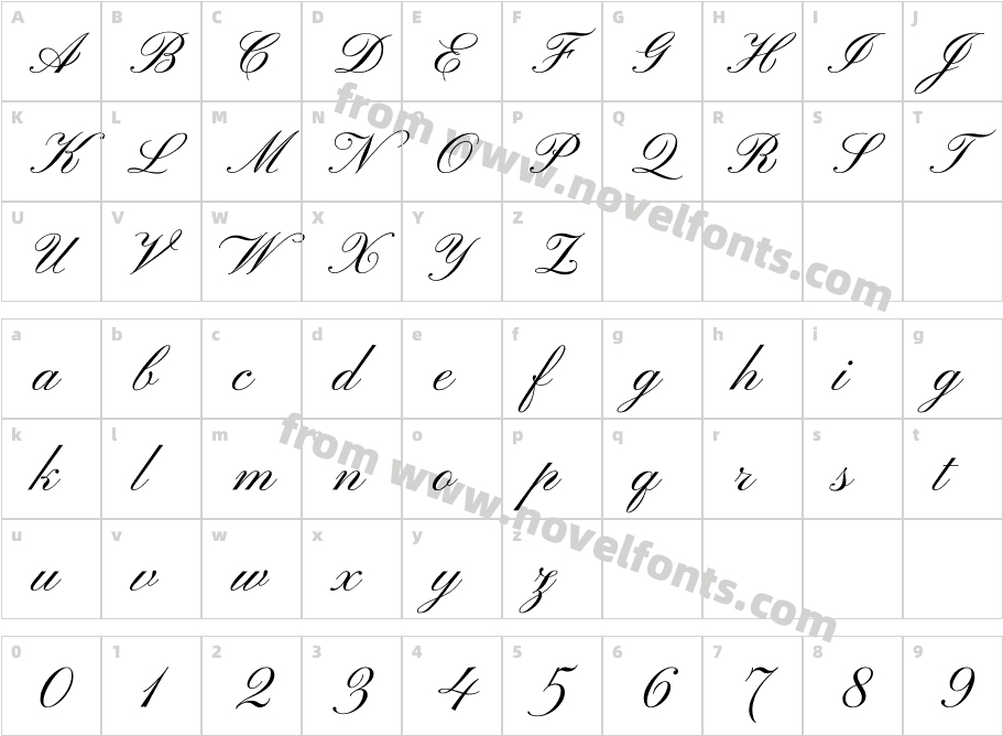 Pinyon ScriptCharacter Map